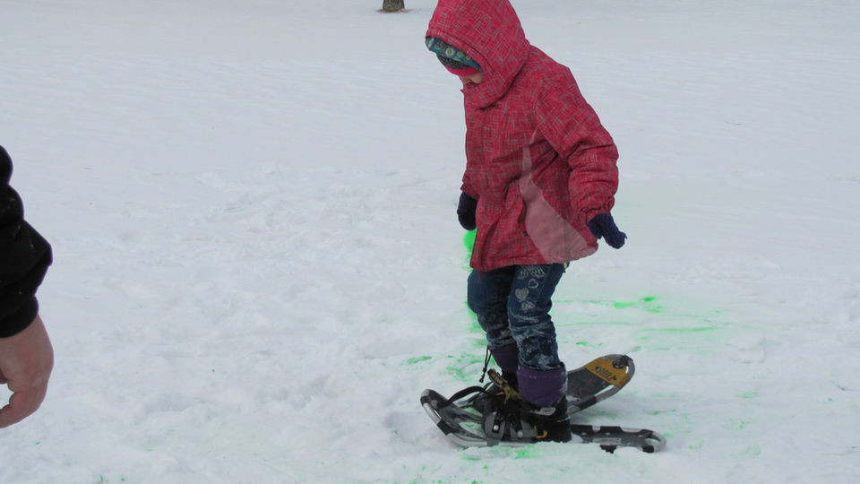 Snowshoe racing during the Winter Carnival
